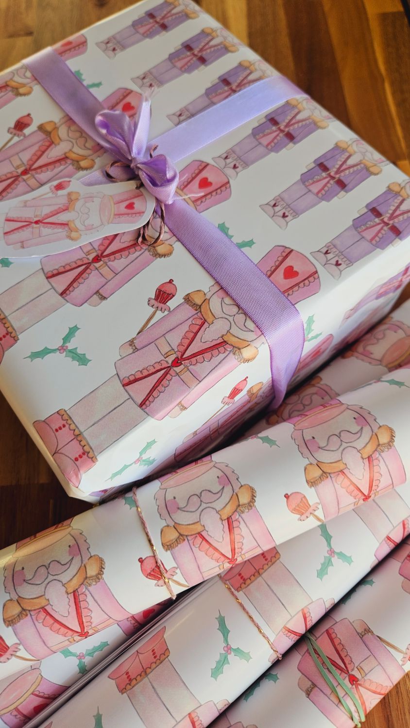 Pink nutcracker gift wrap