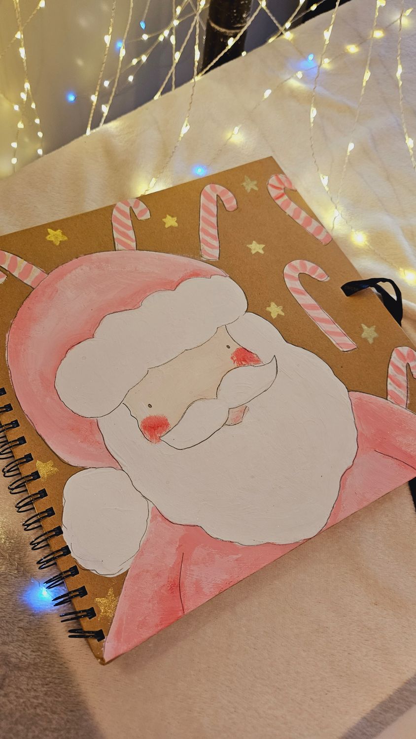 Large Pink Santa hand painted scrapbook Large Pink Santa hand painted scrapbook