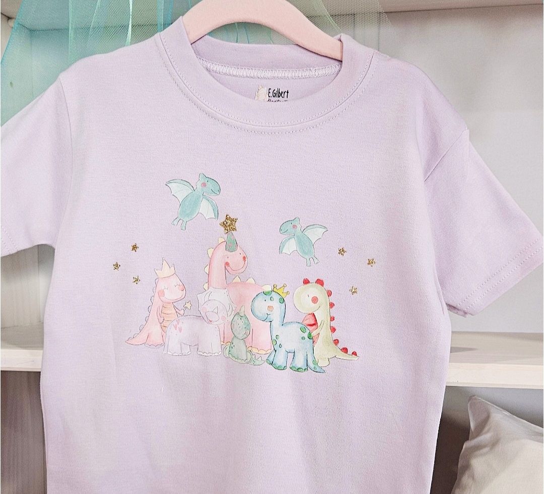 Girls Personalised Dinosaur T-Shirt