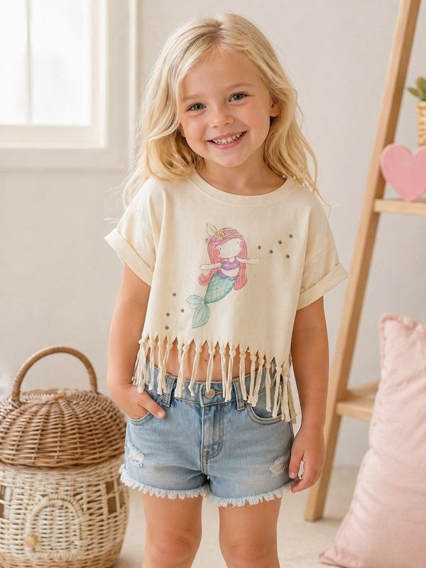 Personalised mermaid tassle t shirt 