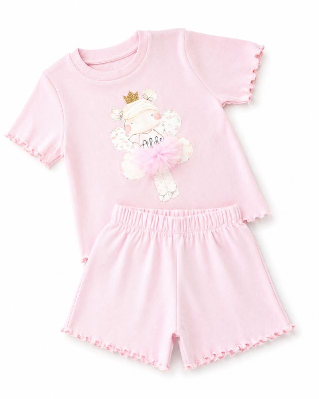 Pink fairy shorts and t shirt set