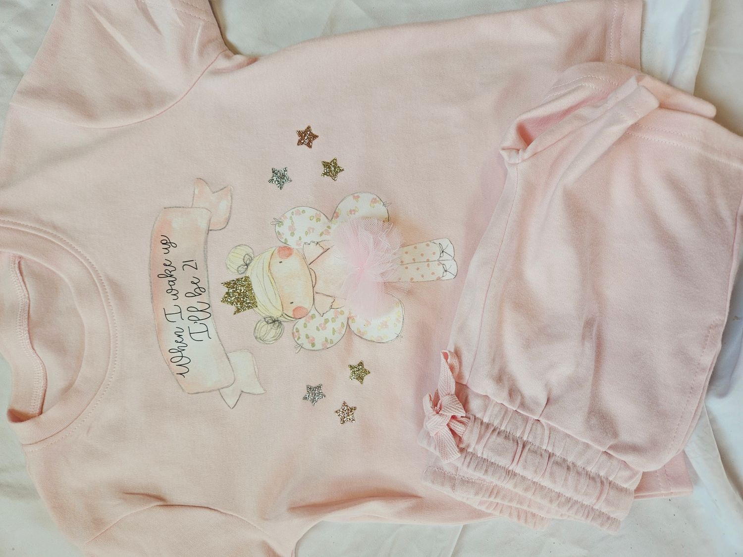 Pink fairy Birthday shorts and t shirt  pyjamas