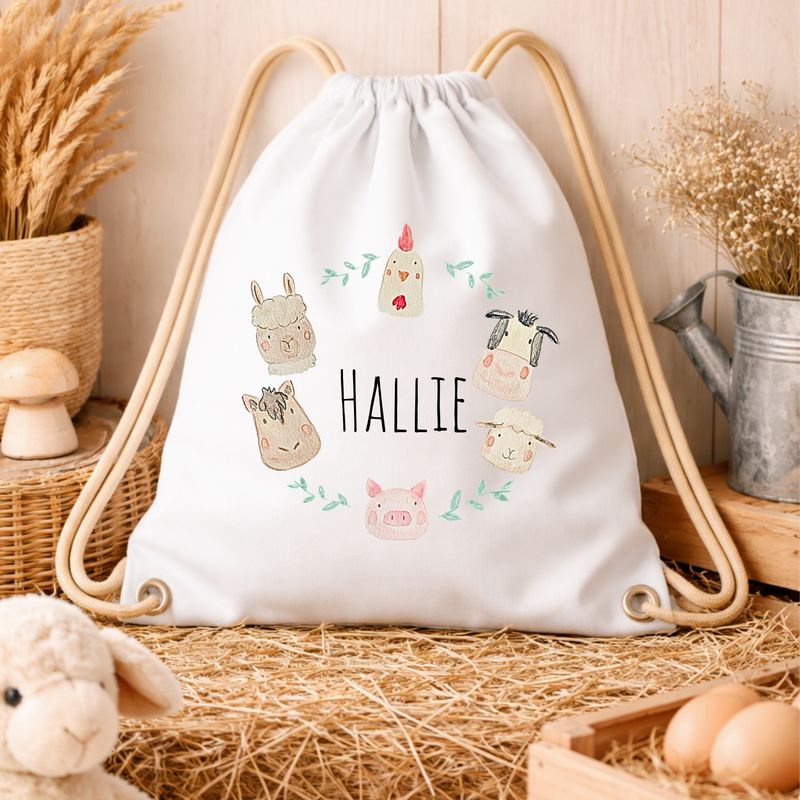 Personalised Farm Drawstring bag