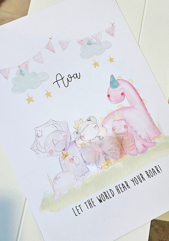 Personalised Girls Dinosaur print