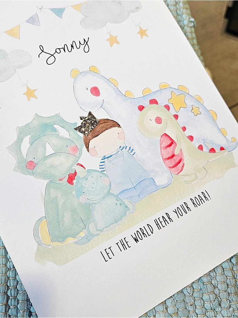 Personalised Boys Dinosaur Print
