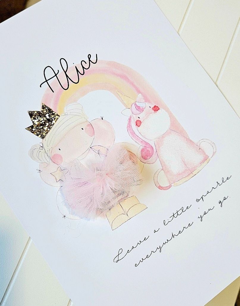 Fairy and unicorn print