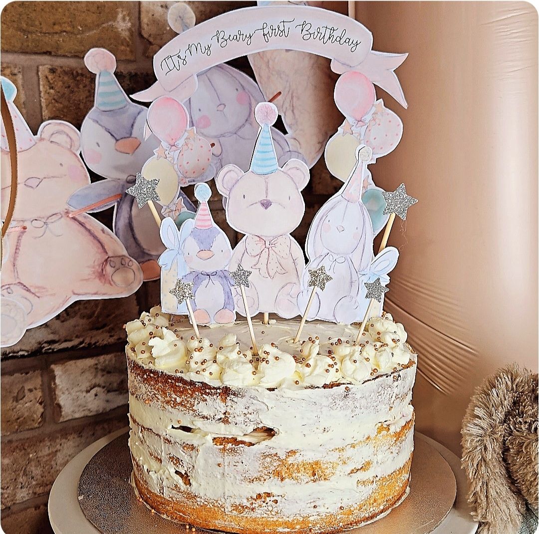 Teddy Bear Cake Topper Set
