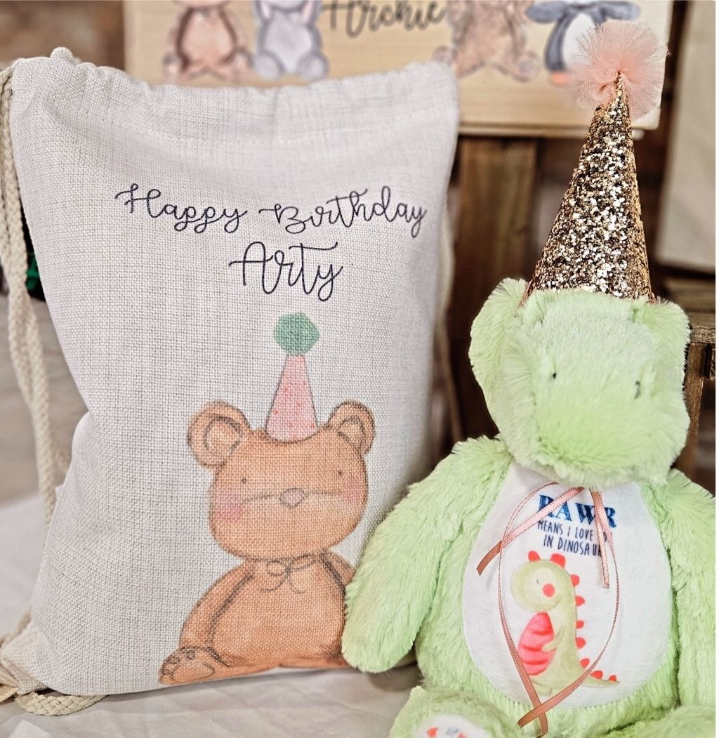 Teddy Bear Drawstring Bag