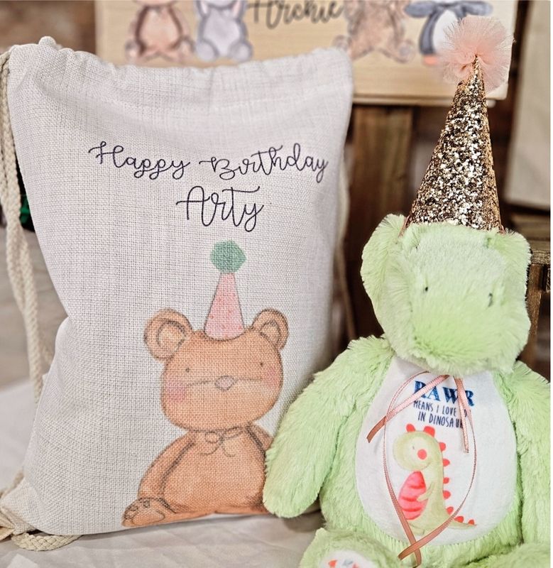 Teddy Bear Drawstring Bag