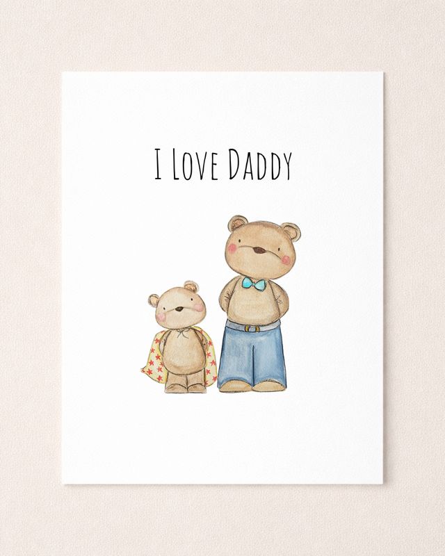Fathers Day Personalised Bear Print