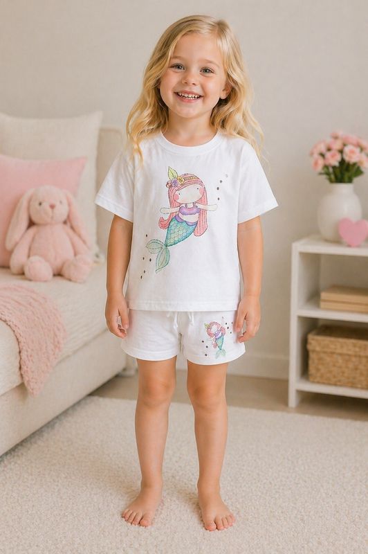 Personalised Mermaid shorts and T shirt set