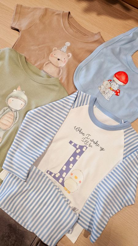 6 to 12 months boys bundle pjs, bib and 2 x tshirt 6 to 12 months boys bundle pjs, bib and 2 x tshirt