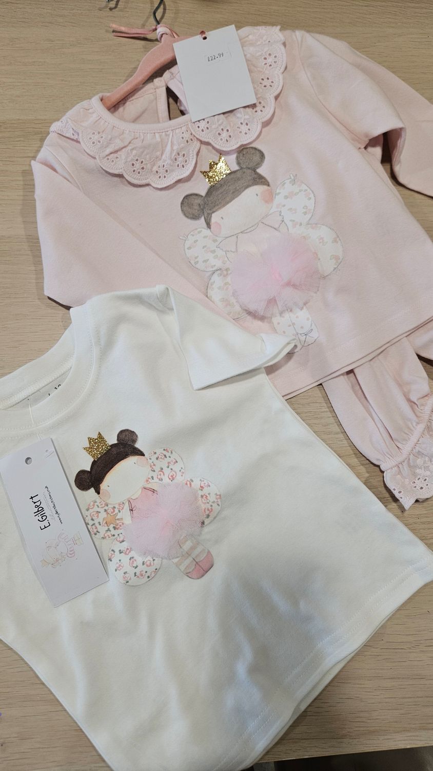 6 to 12 months brunette fairy bundle tshirt and pjs