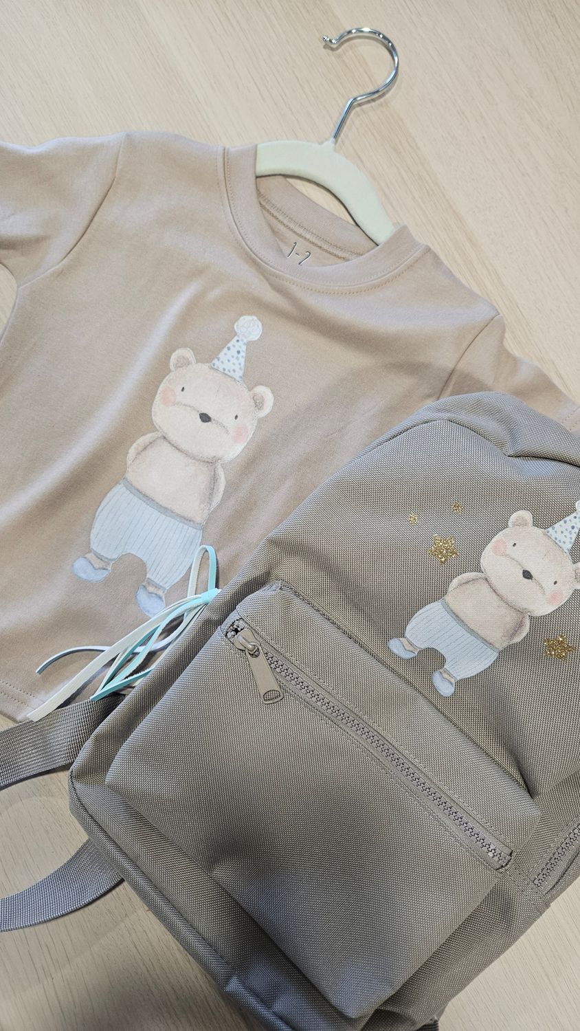 1 to 2 years bear tshirt and bear backpack