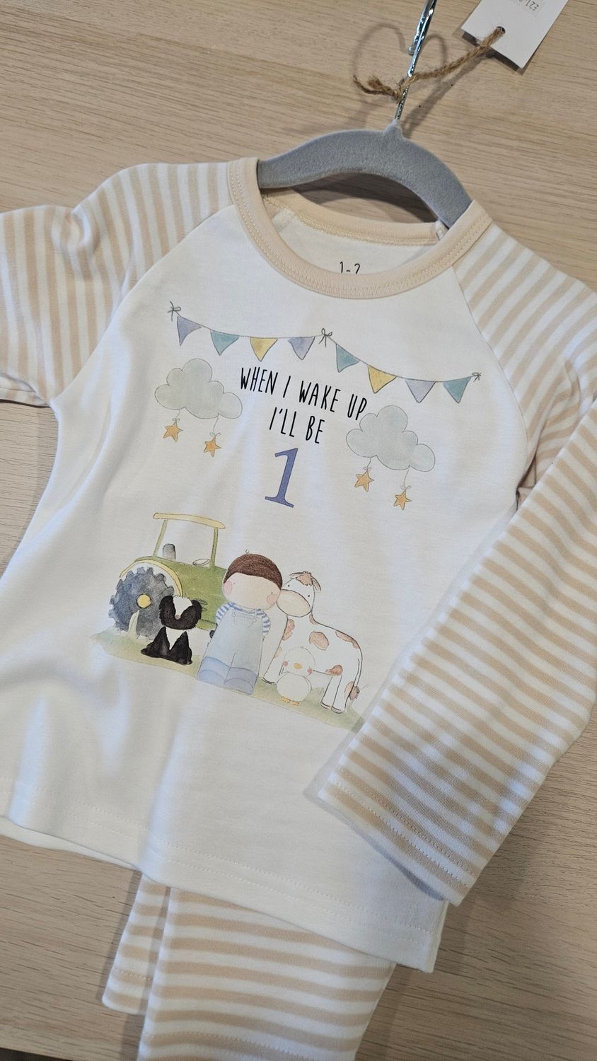Farm theme birthday pjs 1 to 2 years