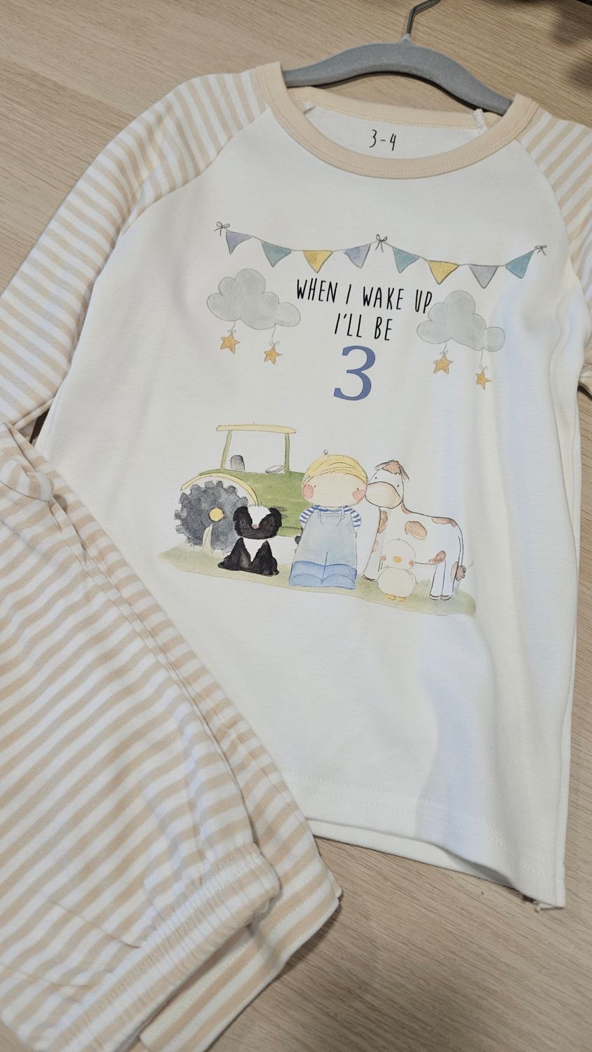 Farm theme birthday pjs 3 to 4 years