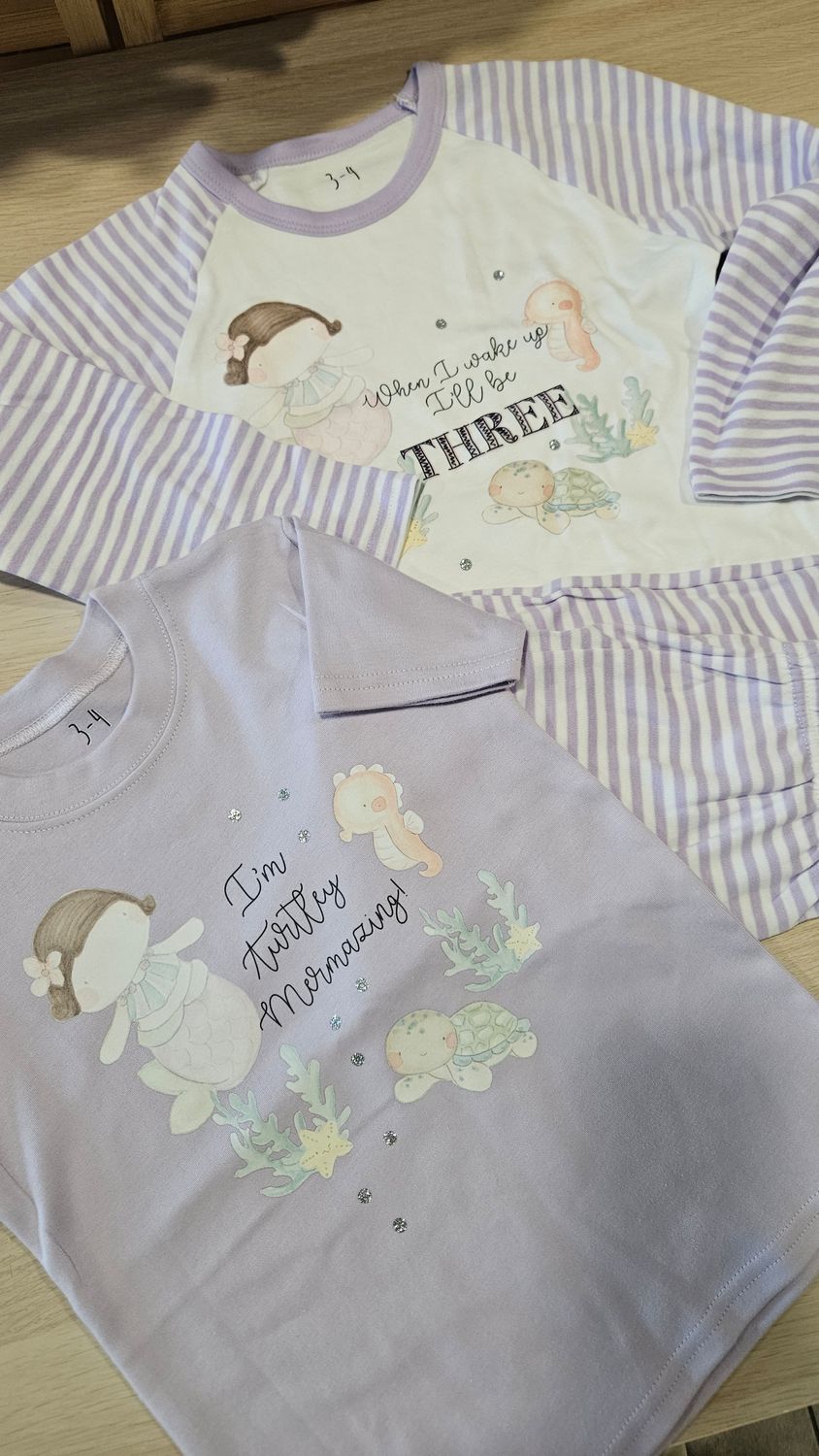 3 to 4 years mermaid bundle birthday pjs and tshirt