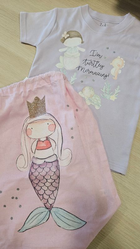 Mermaid 2 to 3 tshirt and drawstring bag Mermaid 2 to 3 tshirt and drawstring bag