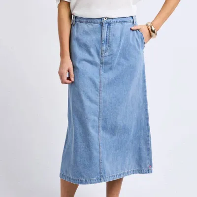 Scallop Edge Denim Skirt