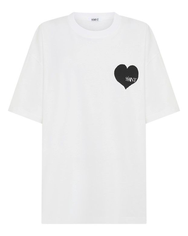 Black Heart White Tee, Size: O/S