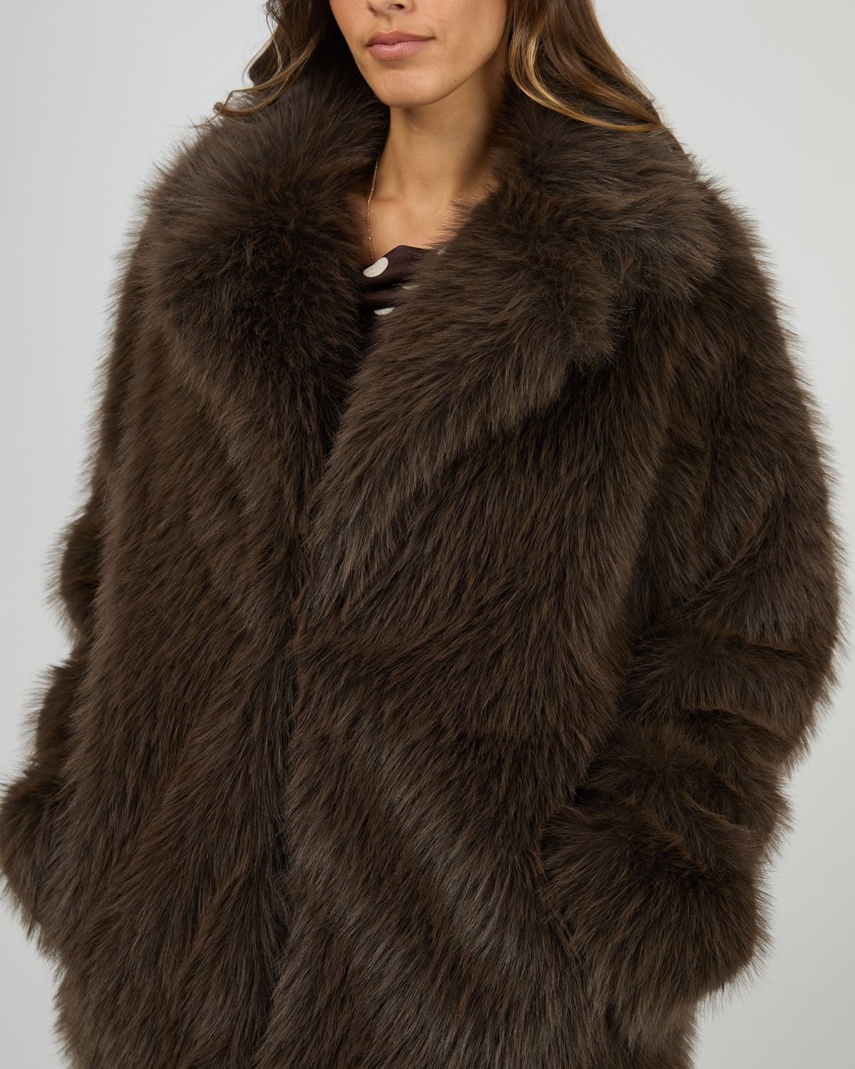 Brandy Fur Coat, Colour: Chocolate, Size: 6