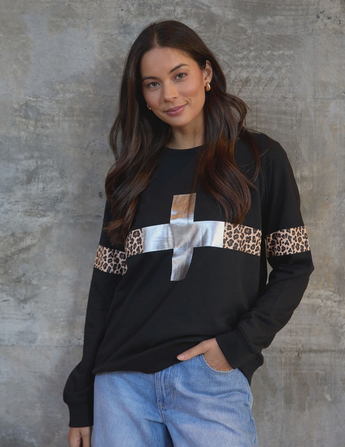 Classic Sweat Silver Cross Leopard