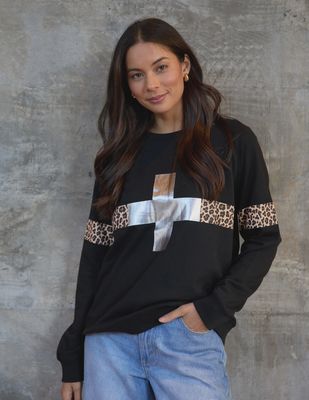 Classic Sweat Silver Cross Leopard
