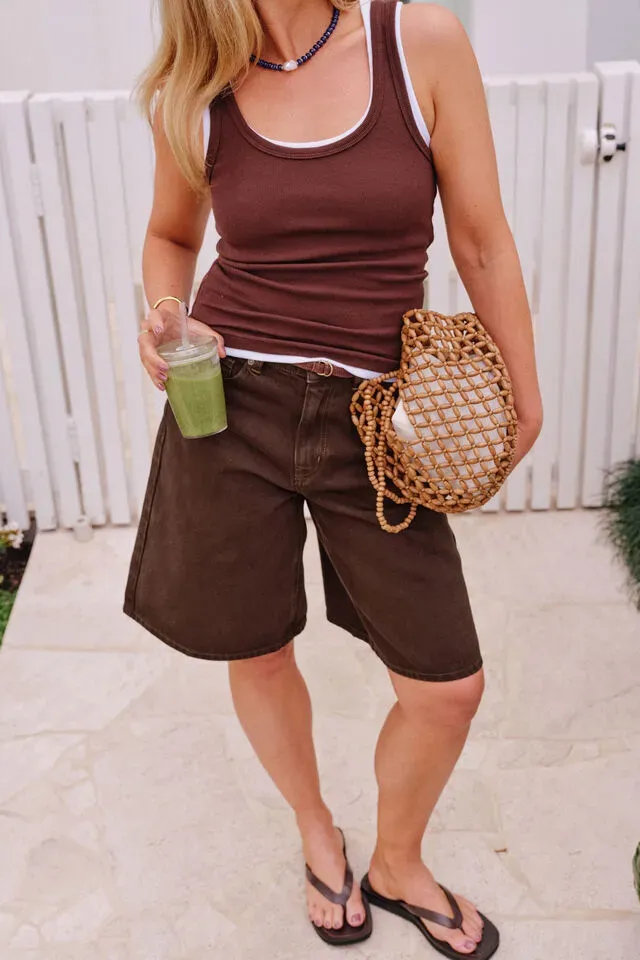 Olive Belted Denim Short