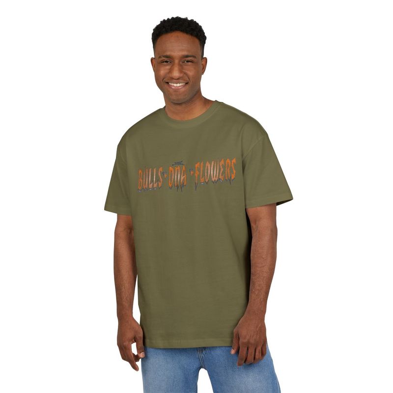 Bulls and  Flowers Tee | Retro Drip Text on Light Heather