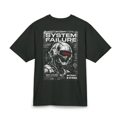 Skuemy System Failure Robot Graphic Tee | Cyberpunk Helmet Tech Design