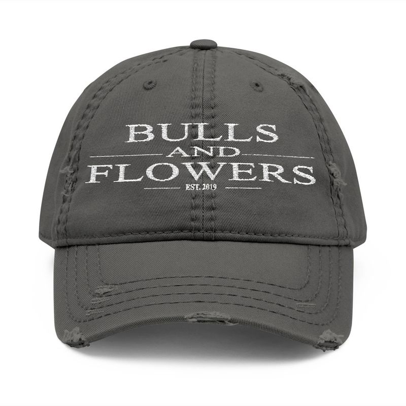 Bulls and Flowers Dad Hat | Distressed Embroidered Cap Bulls and Flowers Dad Hat | Distressed Embroidered Cap