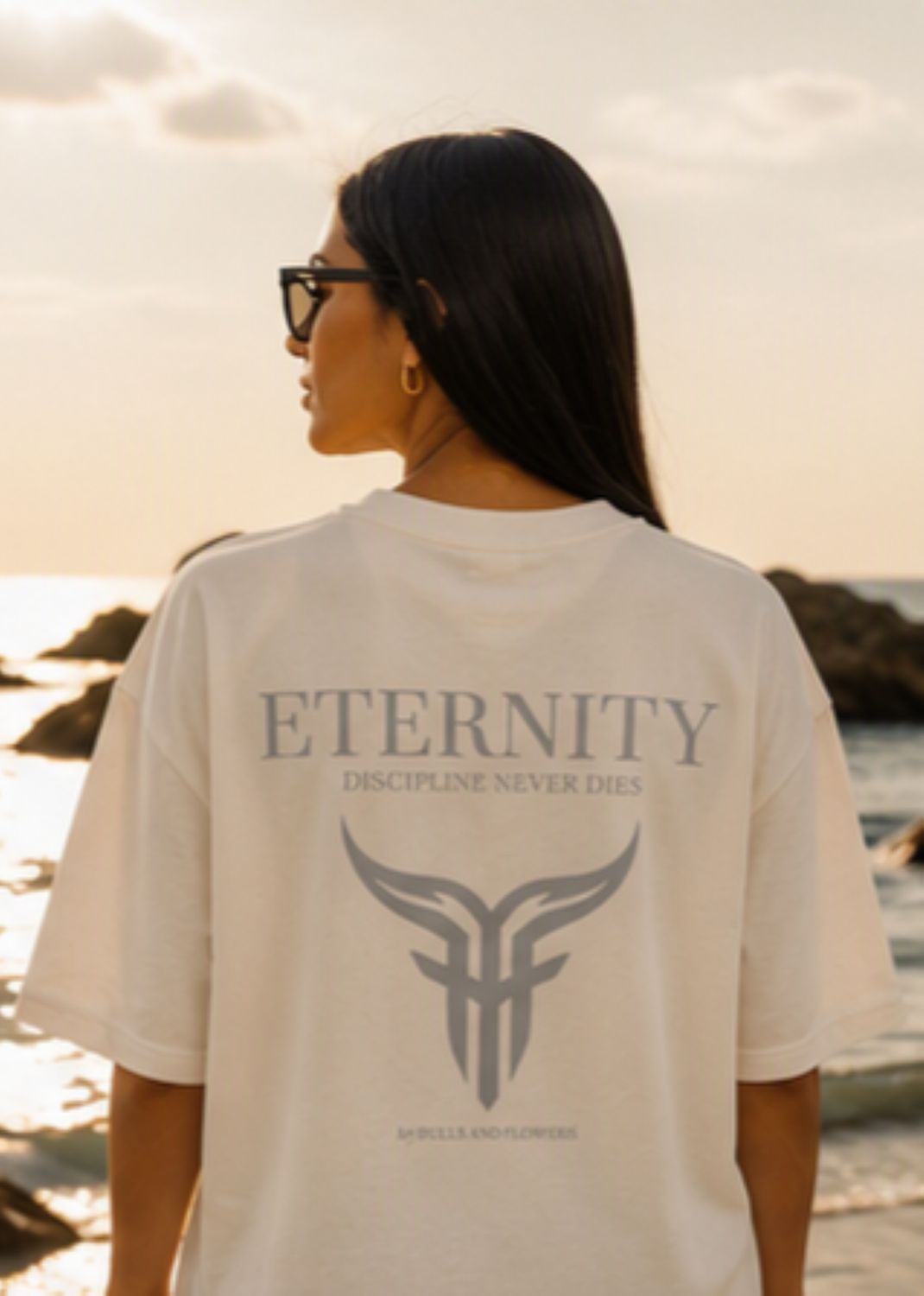 Eternity Minimal Logo T-Shirt | Monochrome Serif Typography Eternity Minimal Logo T-Shirt | Monochrome Serif Typography, Colors: White, Sizes: XS