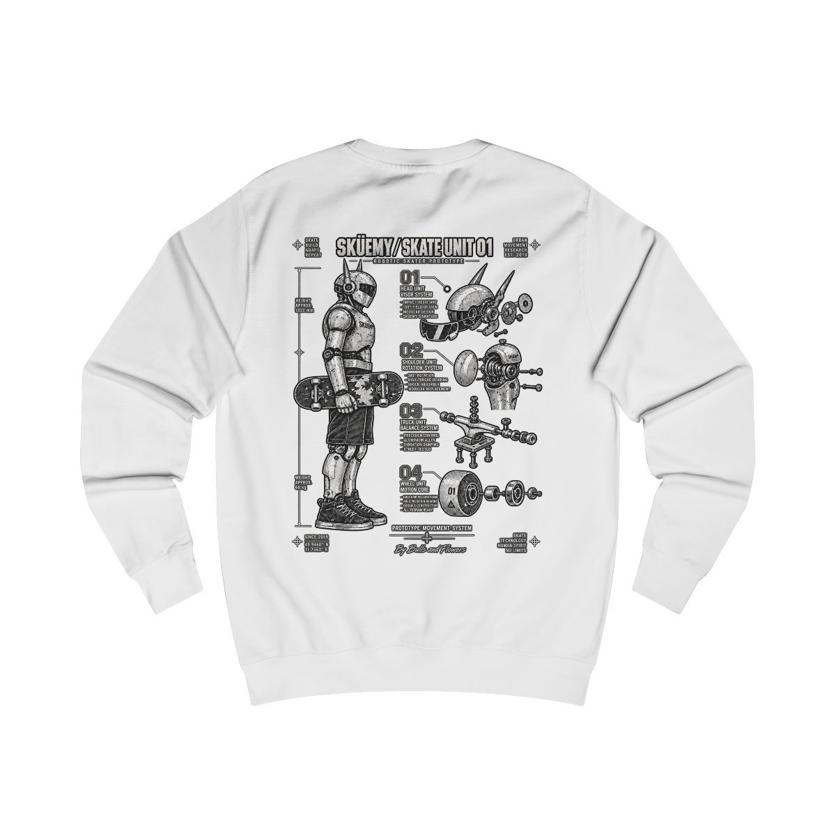 Skuemy Unit -  01Skateboard Anatomy Sweatshirt | Skate Diagram Crewneck