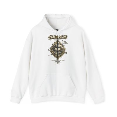 Bulls and Flowers Premium 7 Distressed Compass Skull Hooded Sweatshirt | Grunge Nautical Graphic