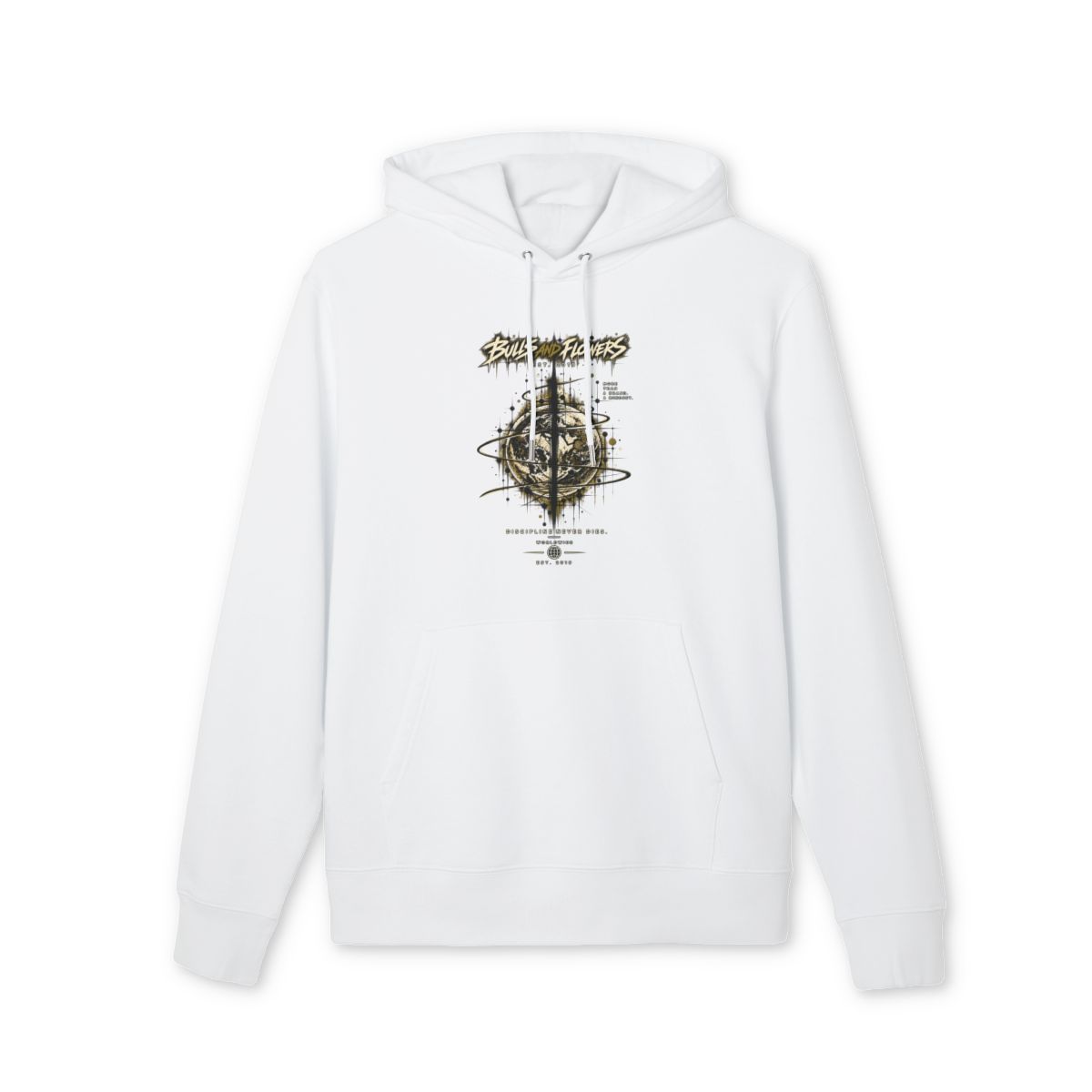 Bulls and Flowers Hoodie | Graphic Streetwear, Vintage Gothic Design Bulls and Flowers Hoodie | Graphic Streetwear, Vintage Gothic Design, Clothing sizes: XXS, Stanley Stella Colors: White