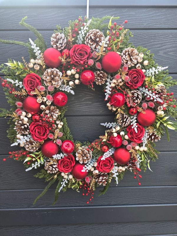 Luxury Real Touch Red Christmas Wreath