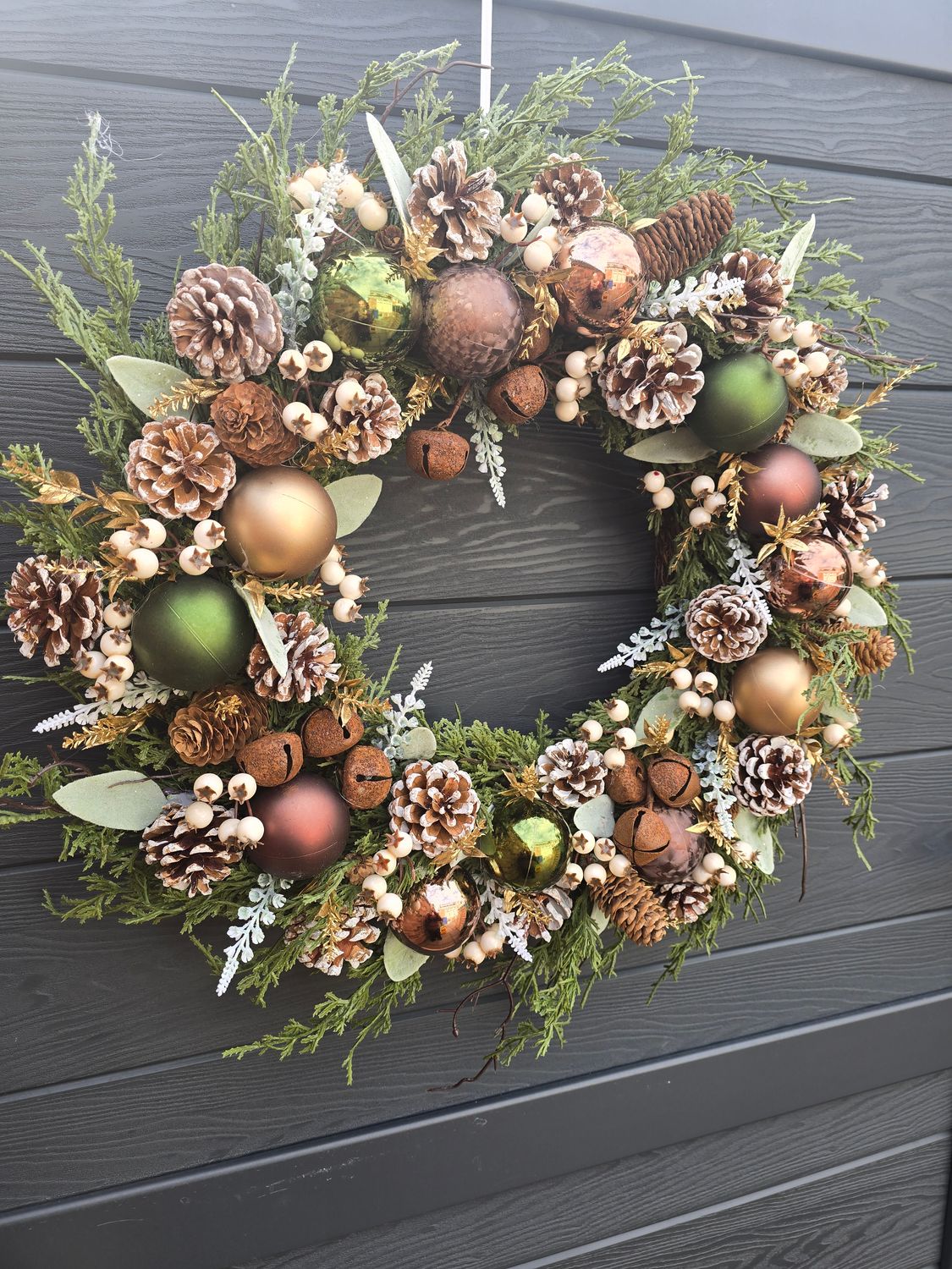 Luxury Real Touch Green & Gold Christmas Wreath