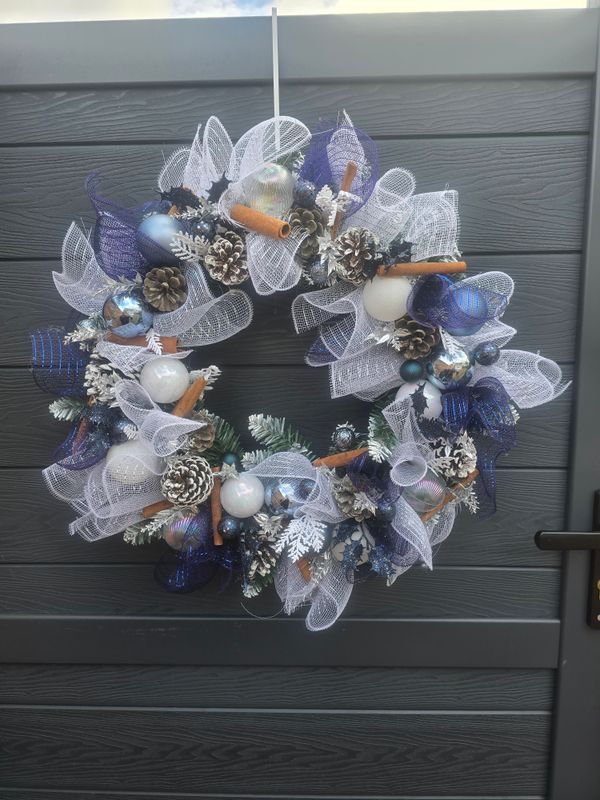 Blue & White Christmas Wreath
