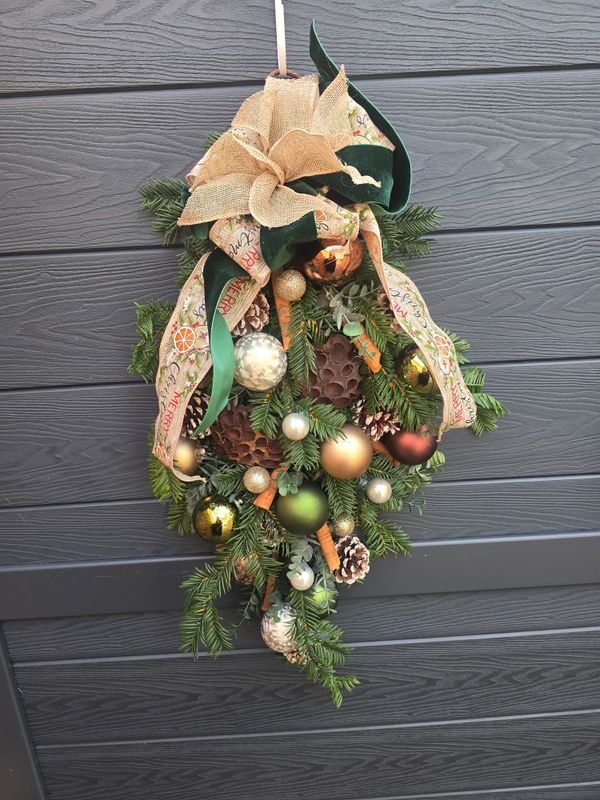 Luxury Real Touch Gold & Green Christmas Swag