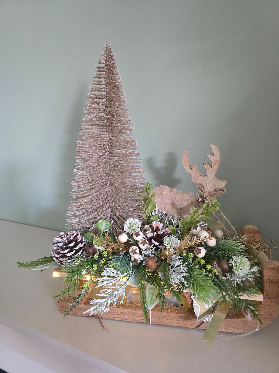 Festive Stag & Christmas Tree Sleigh