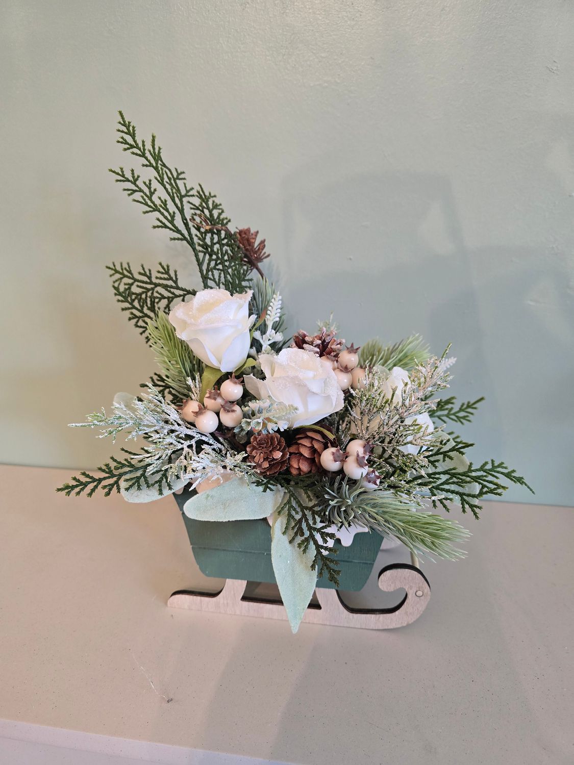 Winter White Sleigh Christmas Arrangement
