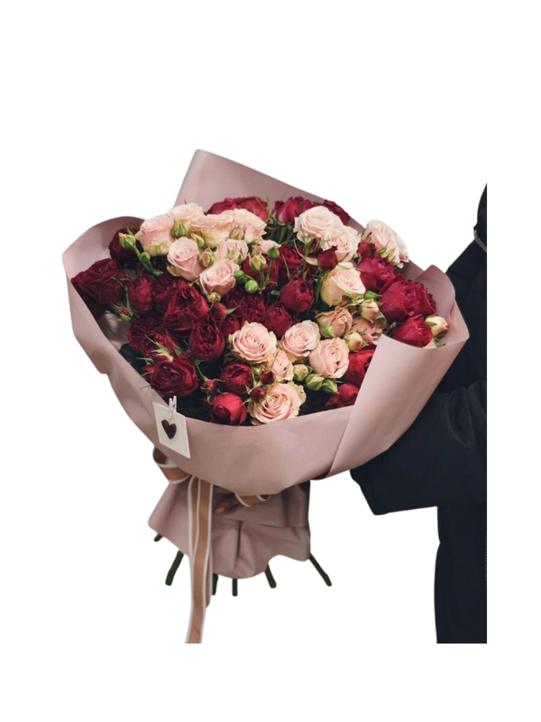 Mixed Red and Peach Baby Rose Bouquet