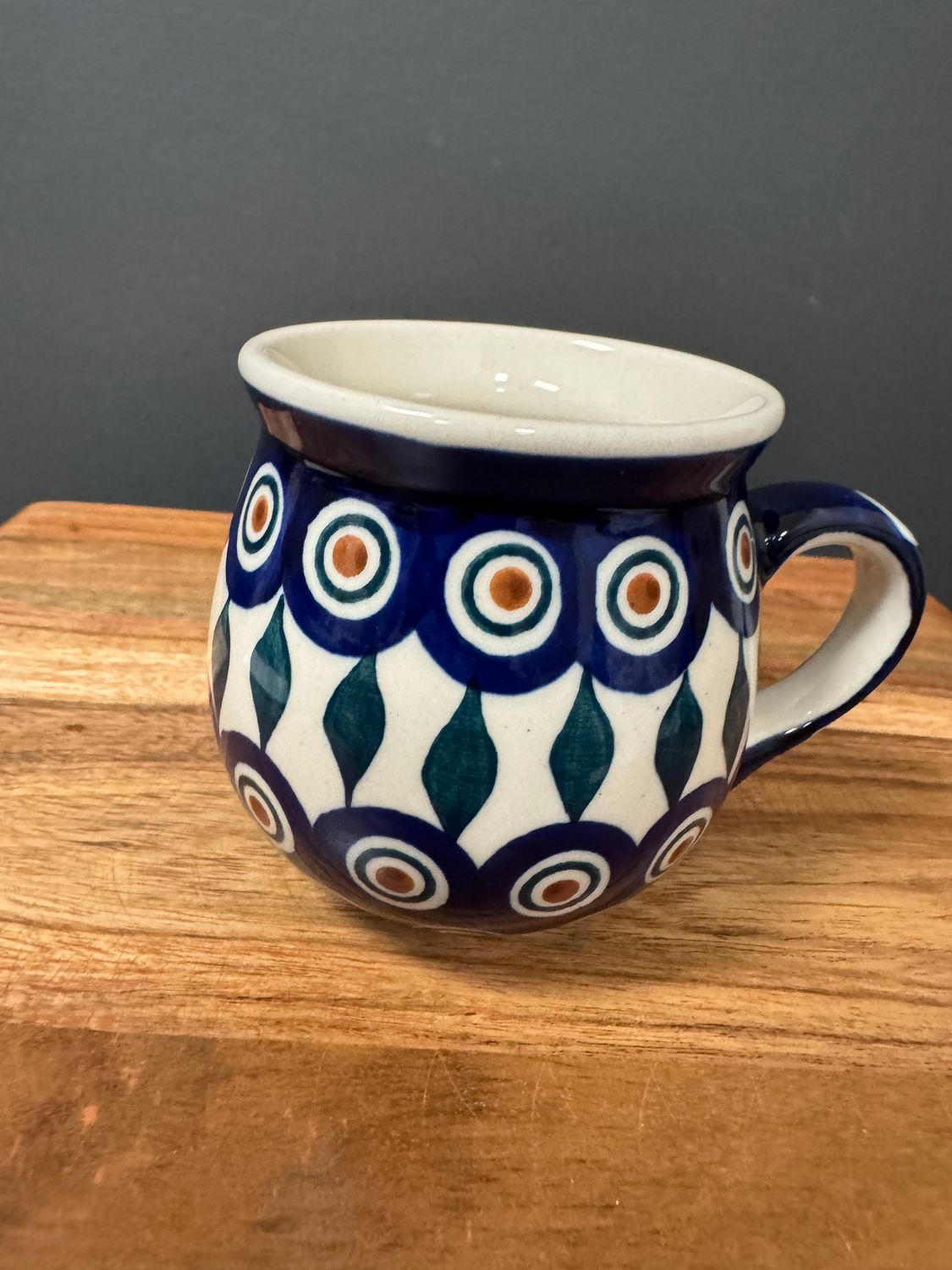 7oz small belly mug (peacock)