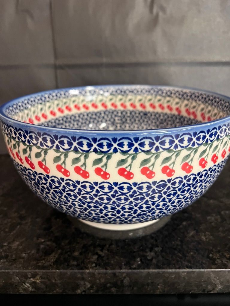9" deep round bowl (cherries jubilee) by Andy