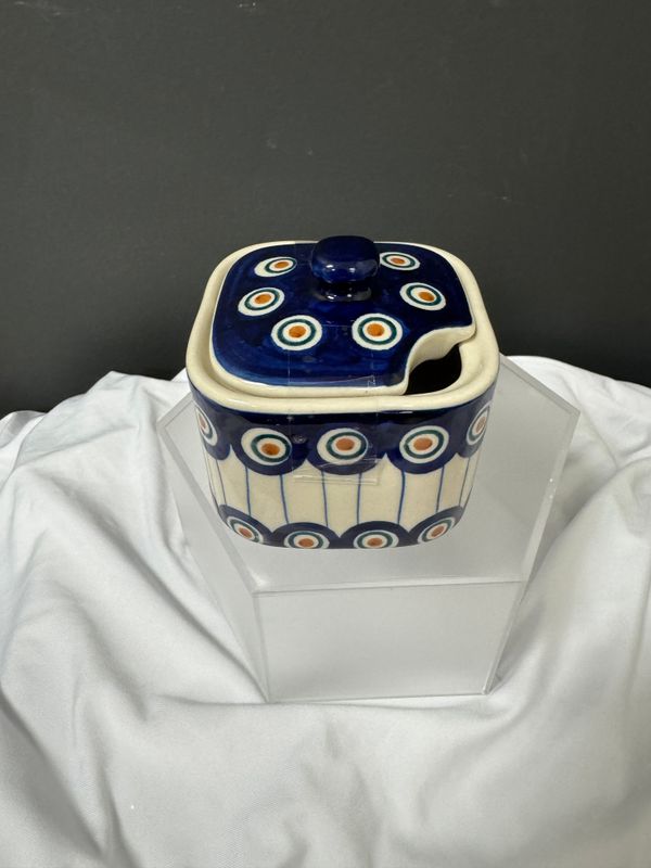 3.5in square sugar bowl (peacock in line)