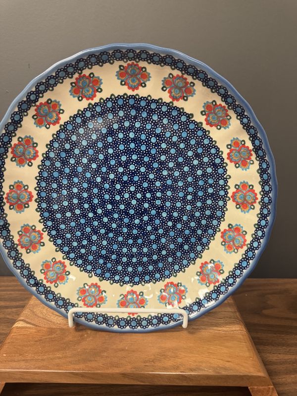 12.5" shallow round bowl (polish bouquet by Andy)