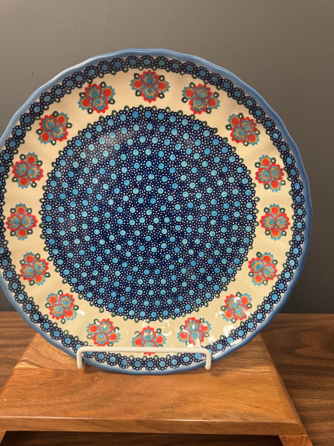 12.5" shallow round bowl (polish bouquet by Andy)