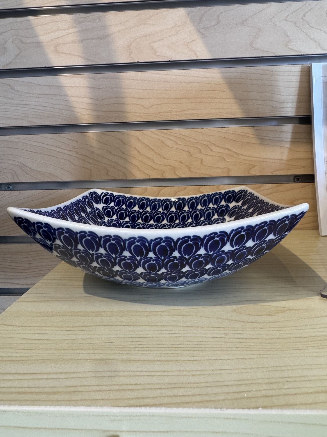 7.75" medium square nut bowl (tulip blues)