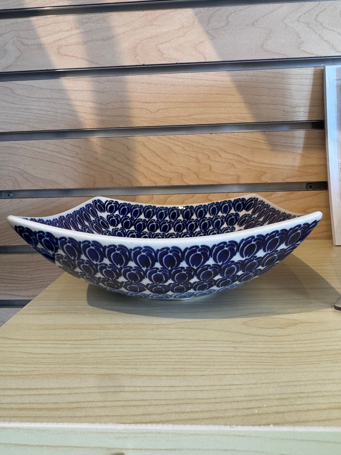 7.75" medium square nut bowl (tulip blues)
