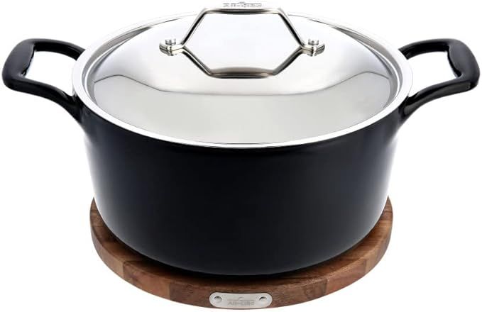 Cast Iron 6 qt. Dutch Oven w/ Lid and Acacia Wood Trivet (RP $259.99)